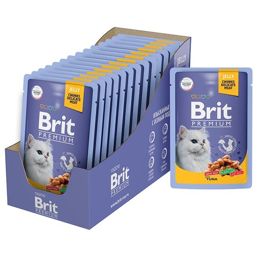 корм для кошек Brit Premium Tuna 14 шт. х 85 г (кусочки в желе) фотография