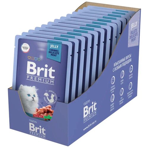 фотография Паучи для котят Brit Premium, телятина с морковью в желе, 14 шт. х 85 г, купить онлайн 774 рубл