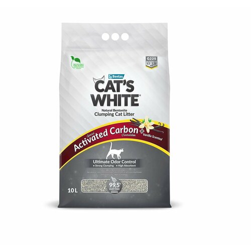 Комкующийся наполнитель Cat's White Activated Carbon Vanilla Ваниль для кошачьего туалета с активированным углем и ароматом 10 л (8.5 кг) фотография