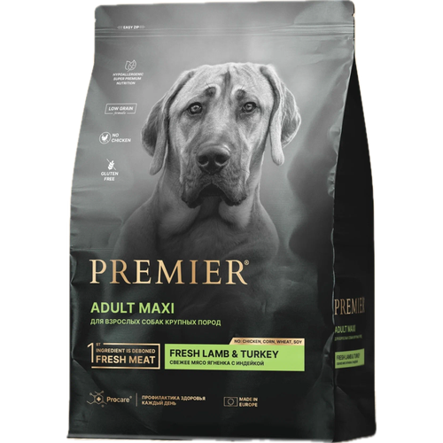 Сухой корм для собак Premier Dog Fresh Lamb&Turkey ADULT MAXI (Свежее мясо ягненка с индейки для взрослых собак крупных пород) 10 кг фотография