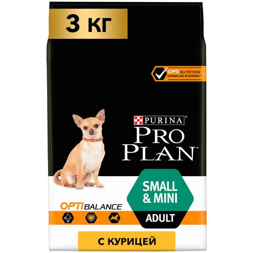 Сухой корм для собак Pro Plan с высоким содержанием курицы 1 уп. х 3 шт. х 3000 г (для мелких пород) фотография