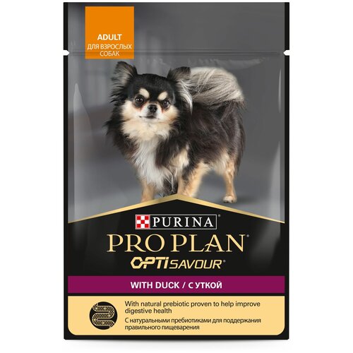 Влажный корм для собак Purina Pro Plan OptiSavour adult with duck, беззерновой, утка, 78 шт. х 85 г (для мелких и карликовых пород) фотография