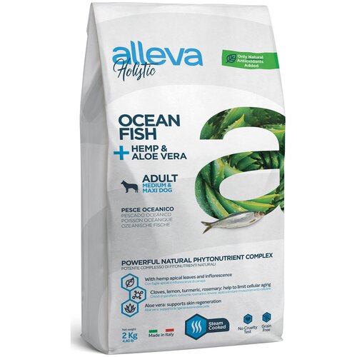 Корм Alleva Holistic Adult Medium & Maxi Ocean Fish для собак средних и крупных пород, океаническая рыба, конопля и алое вера, 12 кг фотография