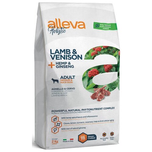 Корм для собак Alleva HOLISTIC DOG adult Lamb & Venison medium/maxi для взрослых с ягненком и олениной, коноплей и женьшенем 2кг; 1 шт. фотография