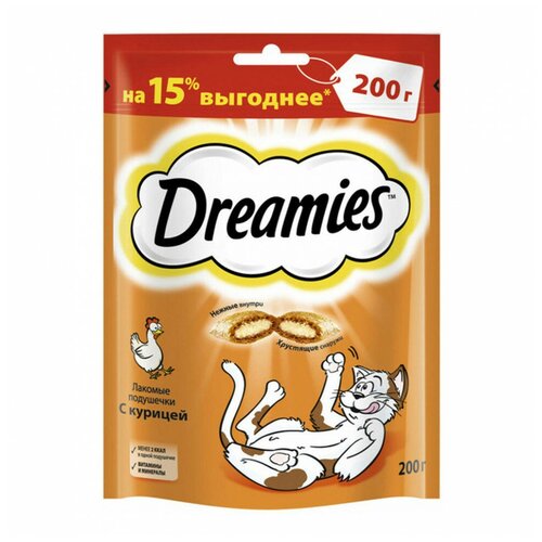 Лакомство для кошек  Dreamies Лакомство для кошек Dreamies подушечки, 200 г курица фотография