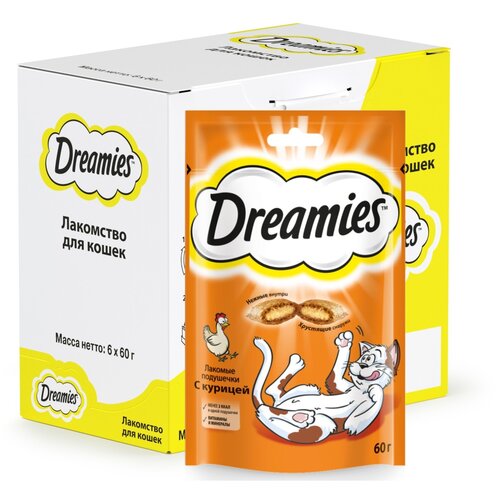 Лакомство для кошек  Dreamies Лакомство для кошек Dreamies подушечки, 360 г (шоу бокс) птица фотография