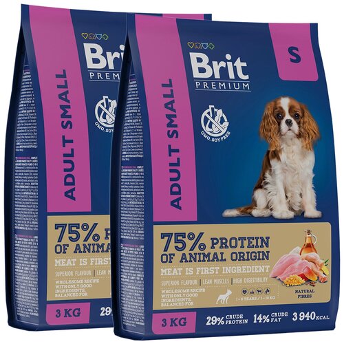 BRIT PREMIUM DOG ADULT SMALL для взрослых собак маленьких пород с курицей (3 + 3 кг) фотография