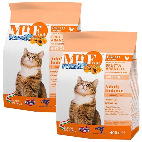 FORZA10 CAT MR.FRUIT ADULT INDOOR для взрослых кошек живущих дома с курицей (0,4 + 0,4 кг) фотография