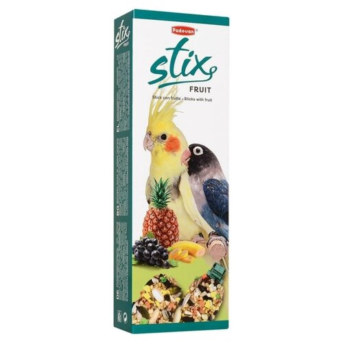 Лакомство для птиц Padovan Stix Fruit для средних попугаев фруктовые , 100 г фотография