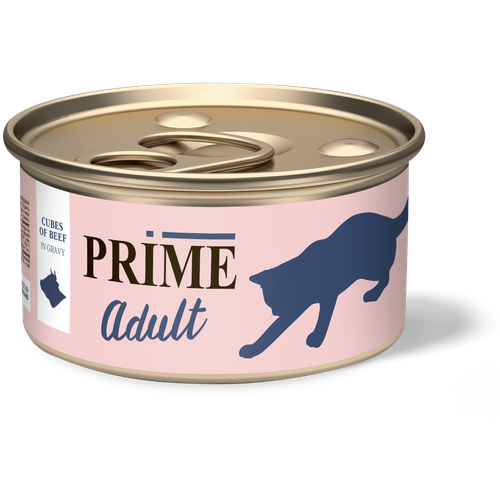 PRIME MEAT ADULT CAT для взрослых кошек с говядиной в соусе (75 гр х 24 шт) фотография