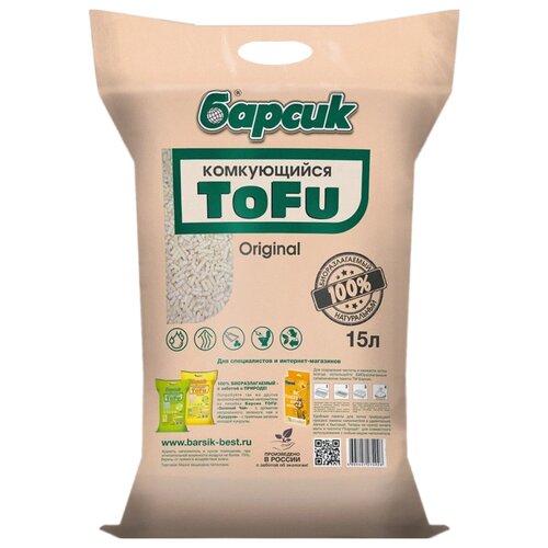 Комкующийся наполнитель Барсик TOFU Original, 15л, 1 шт. фотография