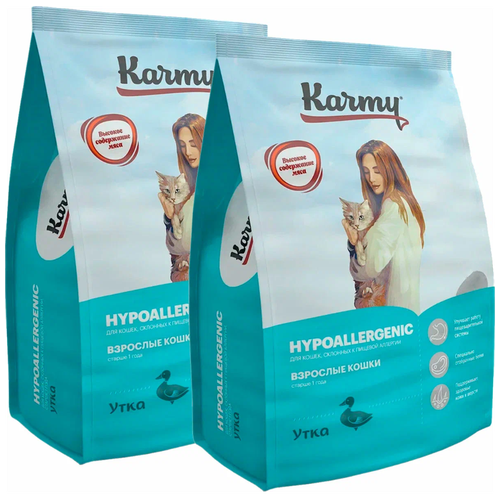 Сухой корм для кошек Karmy Hypoallergenic, для склонных к пищевой аллергии, утка 2 шт. х 10000 г фотография