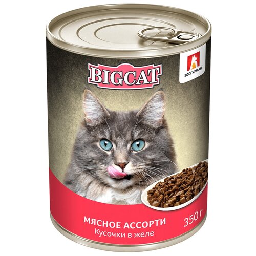 Зоогурман BIG CAT для взрослых кошек с мясным ассорти в желе (350 гр) фотография