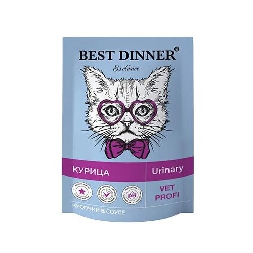 Паучи Best Dinner Exclusive Vet Profi Urinary кусочки в соусе с Курицей 85 гр x 24 шт фотография