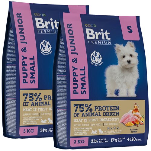 BRIT PREMIUM DOG PUPPY & JUNIOR SMALL для щенков и молодых собак маленьких пород с курицей (3 + 3 кг) фотография