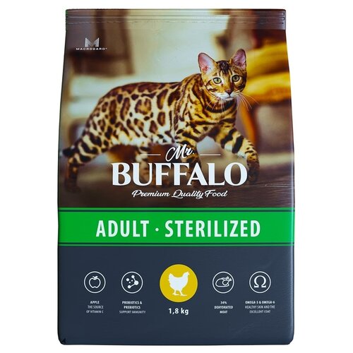 Сухой корм для кошек Mr.BUFFALO Sterilized с курицей 1800 г фотография