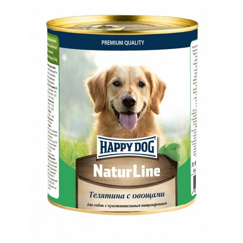 Влажный корм для собак Happy Dog NaturLine, телятина, с овощами 1 уп. х 6 шт. х 970 г фотография