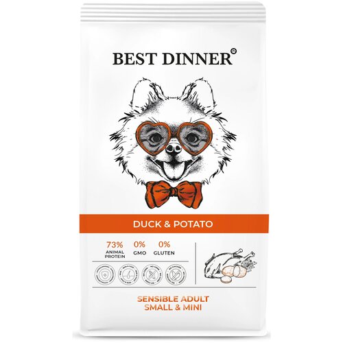 Корм Best Dinner Dog 1,5кг Duck&Potato Adult Mini (утка/картофель для собак мелких пород склонных к аллергии)75035 фотография