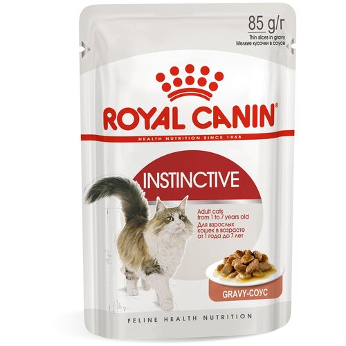 фотография Влажный корм для кошек Royal Canin Instinctive, профилактика избыточного веса, профилактика МКБ 34 шт. х 85 г (кусочки в соусе), купить онлайн 3899 рубл