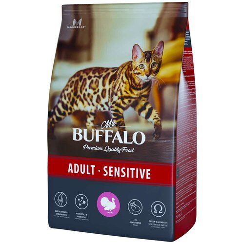 Mr. BUFFALO ADULT SENSITIVE, сухой корм для взрослых кошек, индейка, 400 гр. фотография