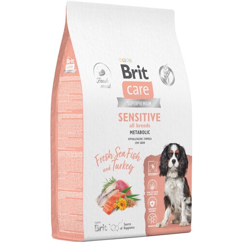 Сухой корм для собак всех пород Brit Care Dog Adult Sensitive Metabolic​​​​​, улучшенный обмен веществ​, с морской рыбой и индейкой 12 кг фотография