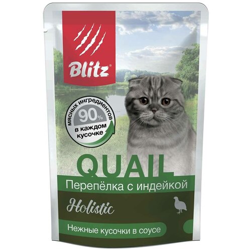 Корм влажный Blitz Holistic Adult Cat для кошек всех пород (перепёлка с индейкой) полнорационный, 12 шт фотография