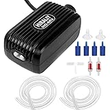 HIRALIY Aquarium Air Pump, Fish Tank Air Pump with Dual Outlet Adjustable Air Valve, Ultra Silent Oxygen Fish Tank Bubbler with Air Stones Silicone Tube Check Valves Up to 100 Gallon Tank Photo, best price $16.49 new 2024